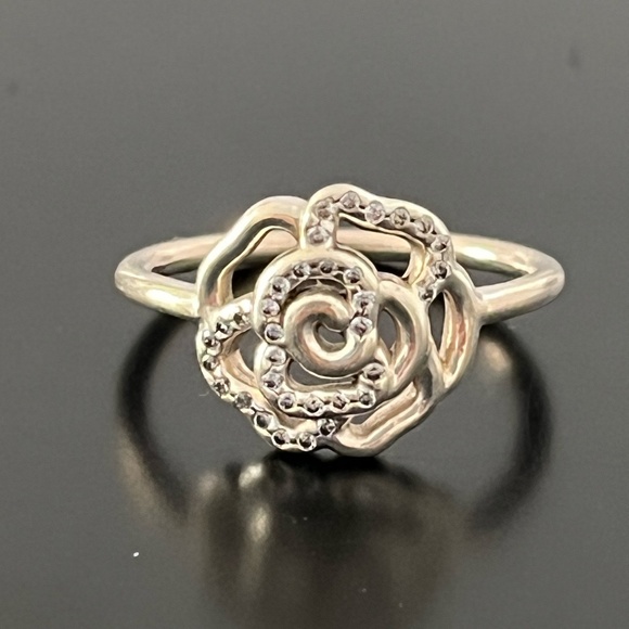 PANDORA AUTHENTIC Shimmering Delicate Rose Clear CZ Ring 190949CZ - Picture 1 of 4